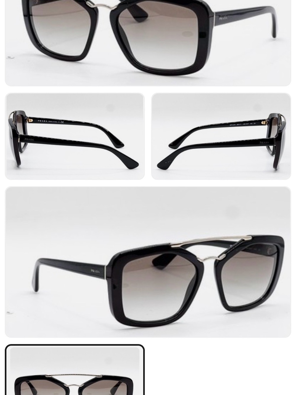 Prada Black Frame Sunglasses with Gradient Gray Lenses